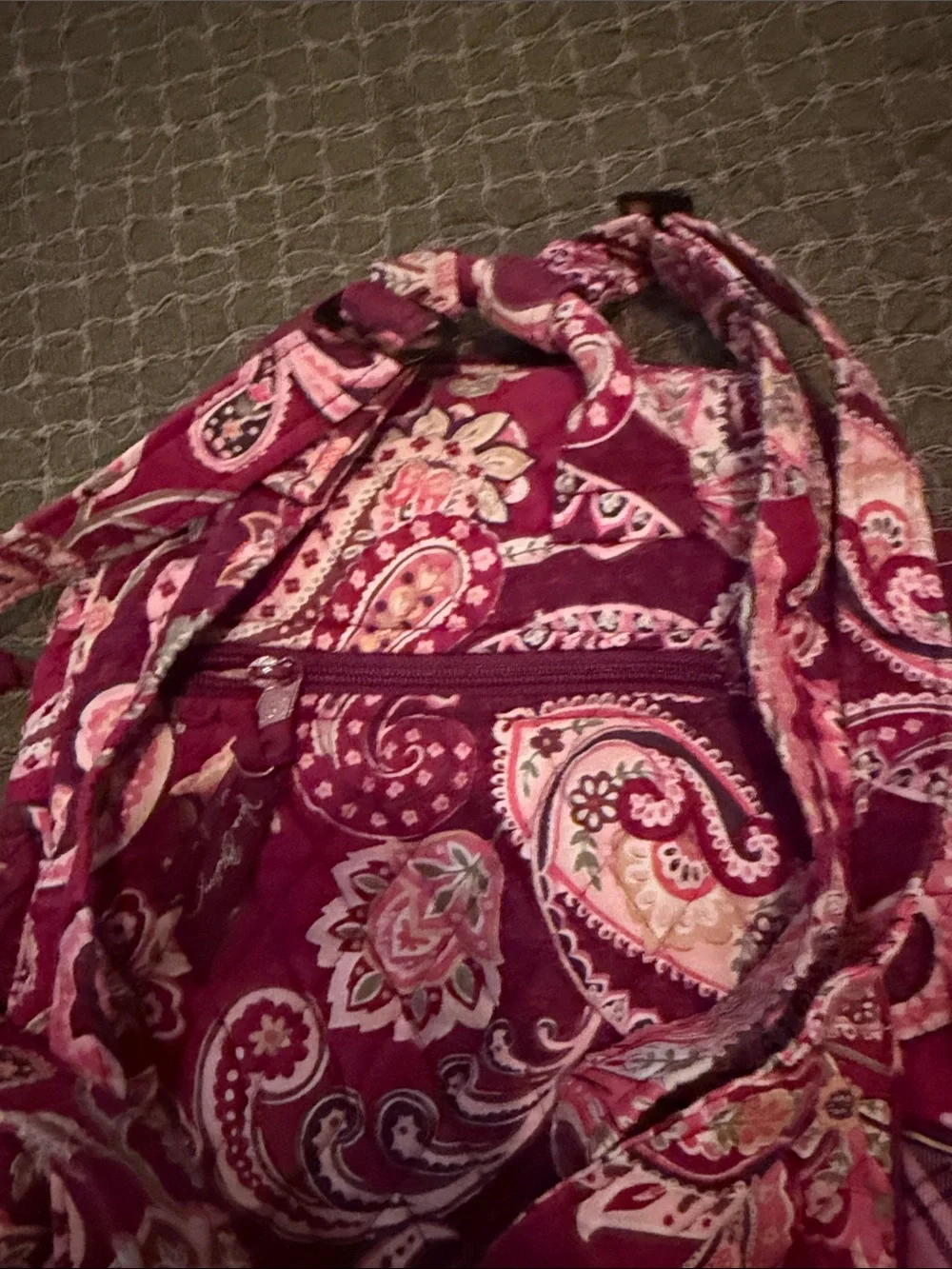Vera Bradley Quilted Paisley Backpack in Berry Pink